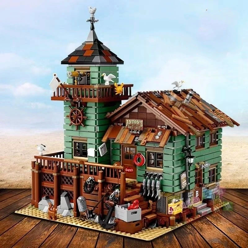 1265-Piece Fisherman's Hut Building Block Set - Suitable for Adults 14+! Build a Detailed, Ocean-Themed Fishing House Using High-Quality Parts
