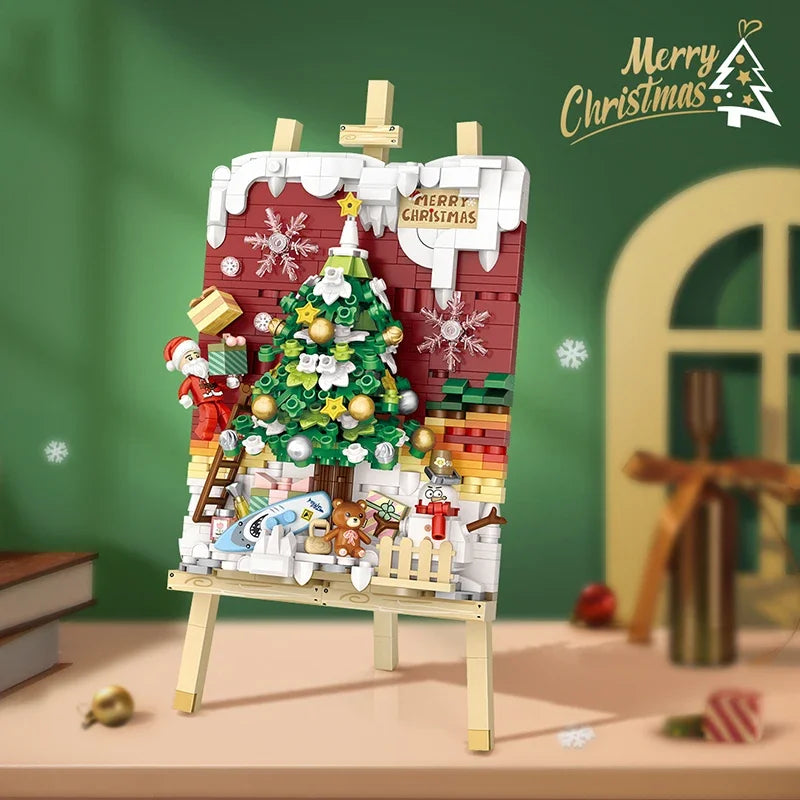 Mini Building Blocks Christmas Painting Ornaments DIY Home Hanging Paintings Assembled Brick Toys Adults and Children Toys Gifts