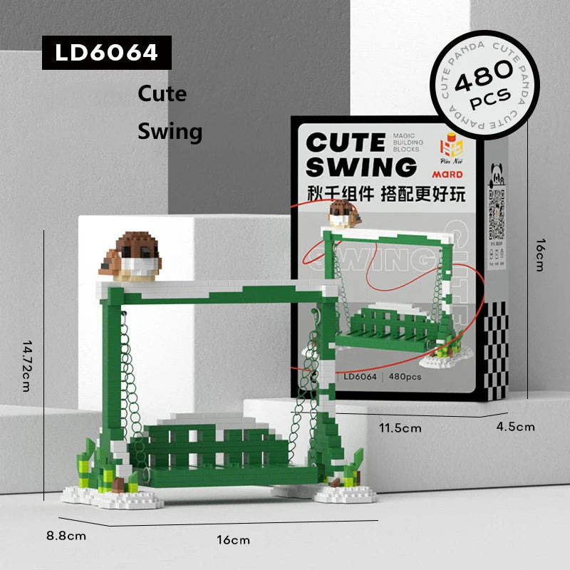 Cute Panda Building Blocks, DIY Educational Toys, Christmas/Halloween/Thanksgiving Day Gift