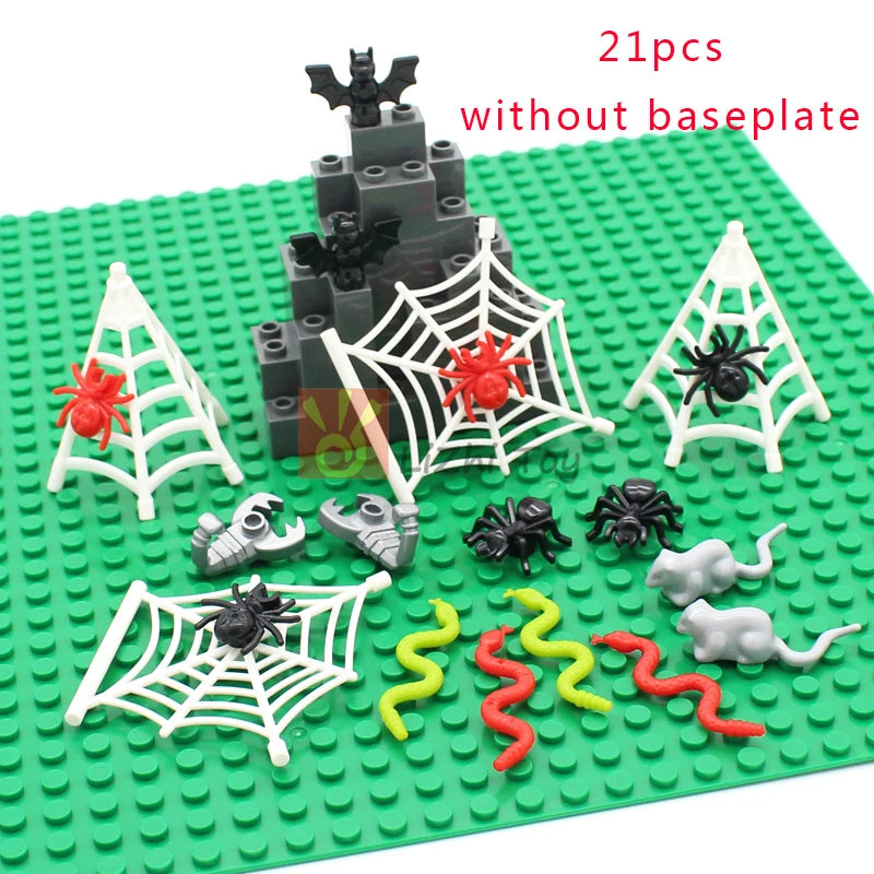 MOC Animal Figure Brick Building Blocks Pet Zoo Dog Penguin Cat Clown Fish Bird Bear Bat Squirrel Owl DIY Model Toys Girls Kids