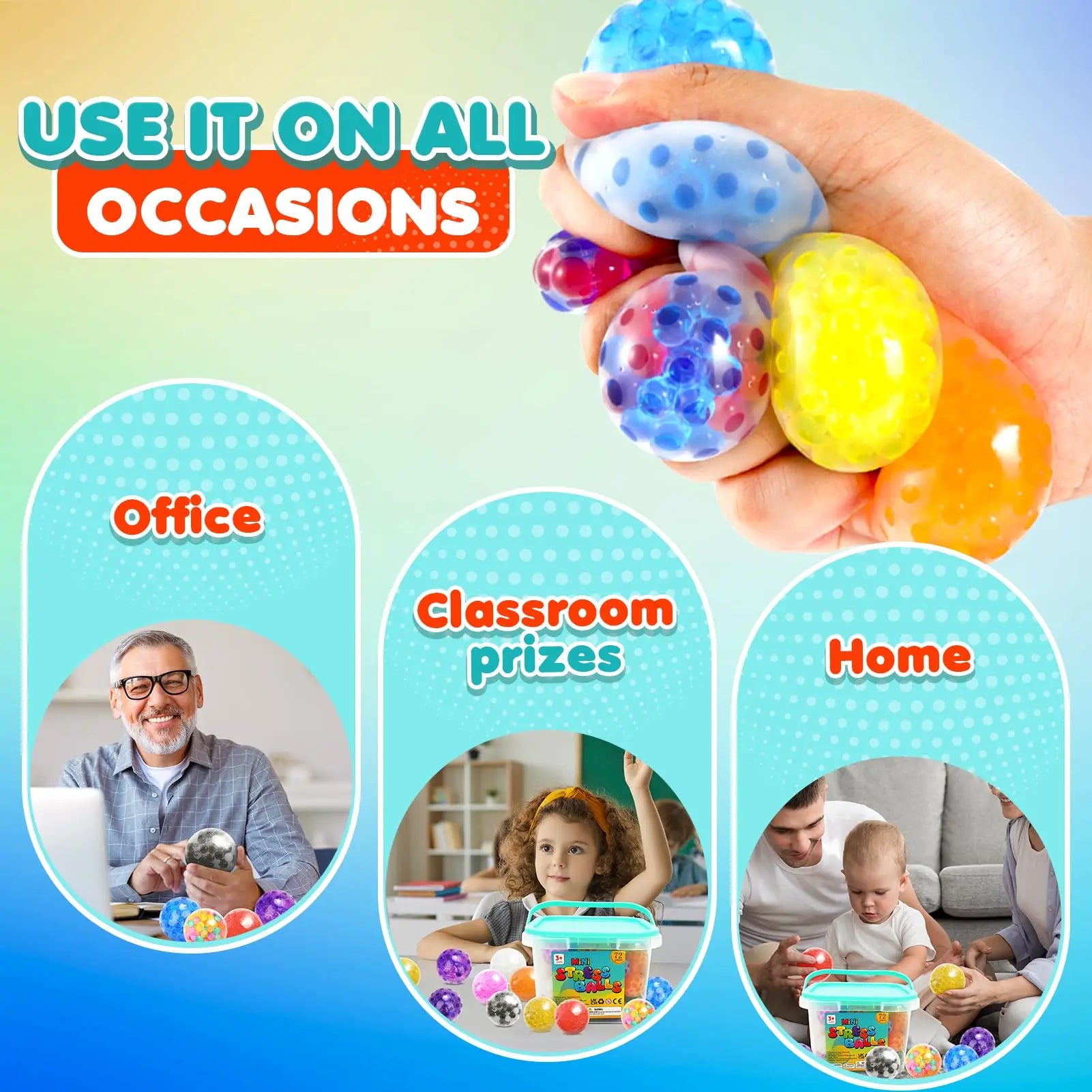 5-80pcs Squishy Stres Balls Fidget Toys Squishy Toys Stress Ball for Anxiety, Fidget Stress Toys Bulk, Squeeze Balls