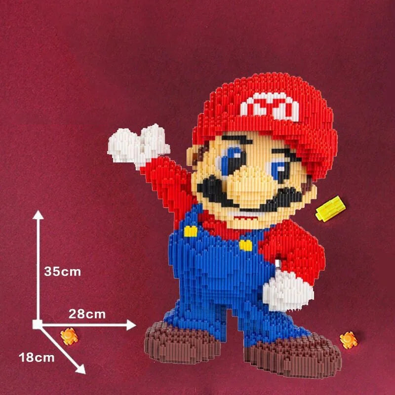 35cm  Super Marios Bros Big Building Blocks Anime Figure Cartoons Model Gient Super Mario Blocks Ornaments Children Gifts