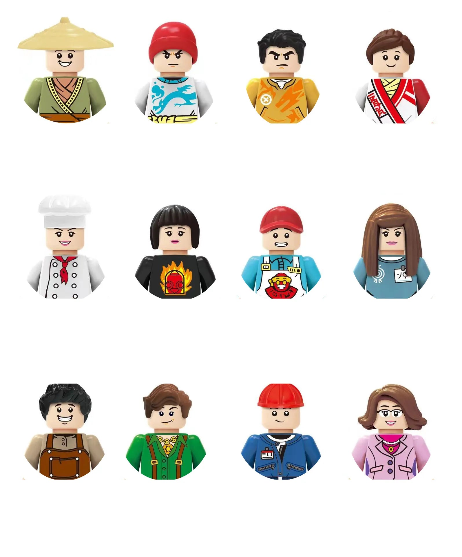 building blocks mini city figures 3D person series movie characters professional doctor police worker fireman robot toys for kid