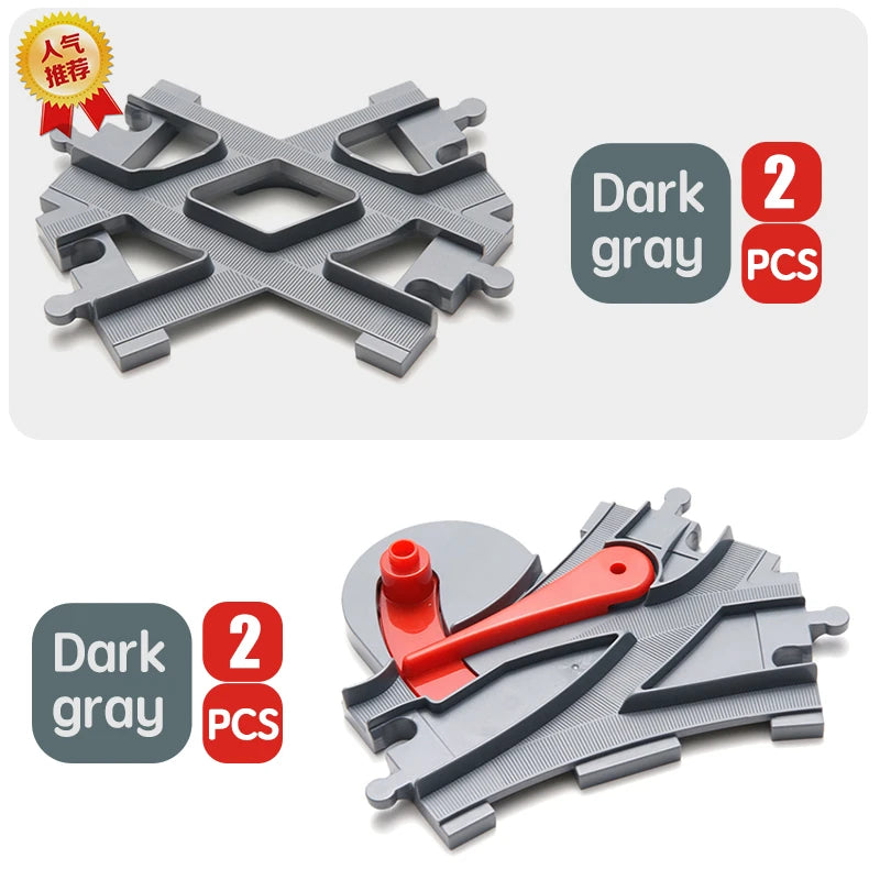 City Train Track Sets Assembly Railway Accessories Bricks Children Interactive Toys Big Size Building Blocks Compatible DuploED