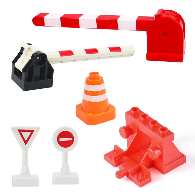 City Train Track Sets Assembly Railway Accessories Bricks Children Interactive Toys Big Size Building Blocks Compatible DuploED