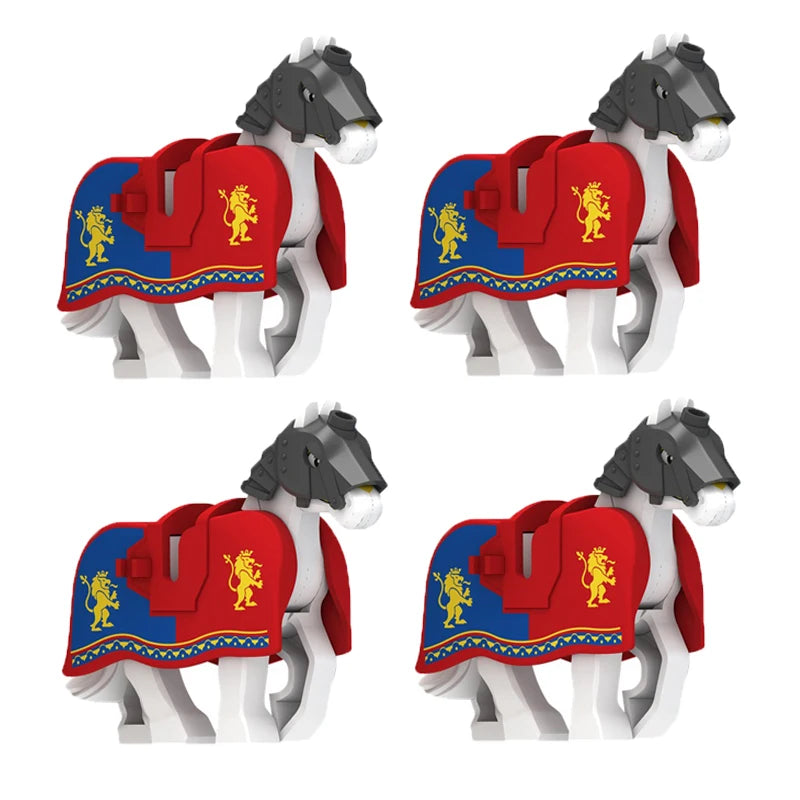 Military Building Blocks Compatible Solider Figures Medieval Knights Weapons Cloak Shoulder Armored War Horse Flags Gifts Toys