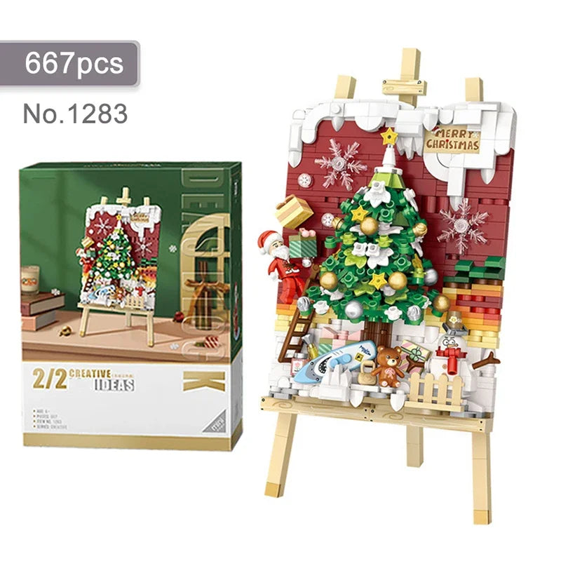 Mini Building Blocks Christmas Painting Ornaments DIY Home Hanging Paintings Assembled Brick Toys Adults and Children Toys Gifts