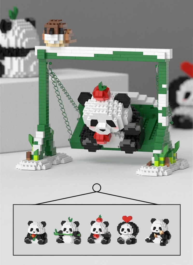 Cute Panda Building Blocks, DIY Educational Toys, Christmas/Halloween/Thanksgiving Day Gift