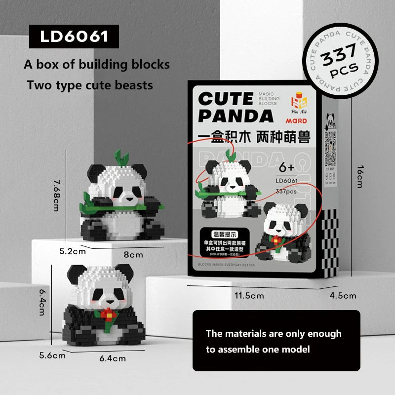 Cute Panda Building Blocks, DIY Educational Toys, Christmas/Halloween/Thanksgiving Day Gift