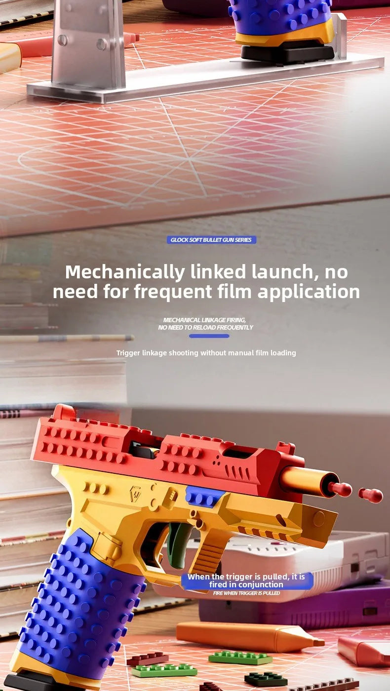 SIG17 Building Blocks Toy Gun Auto Firing Eject Shell Blowback Soft Bullet Pistol Outdoor War Game for Boys Adults Gift