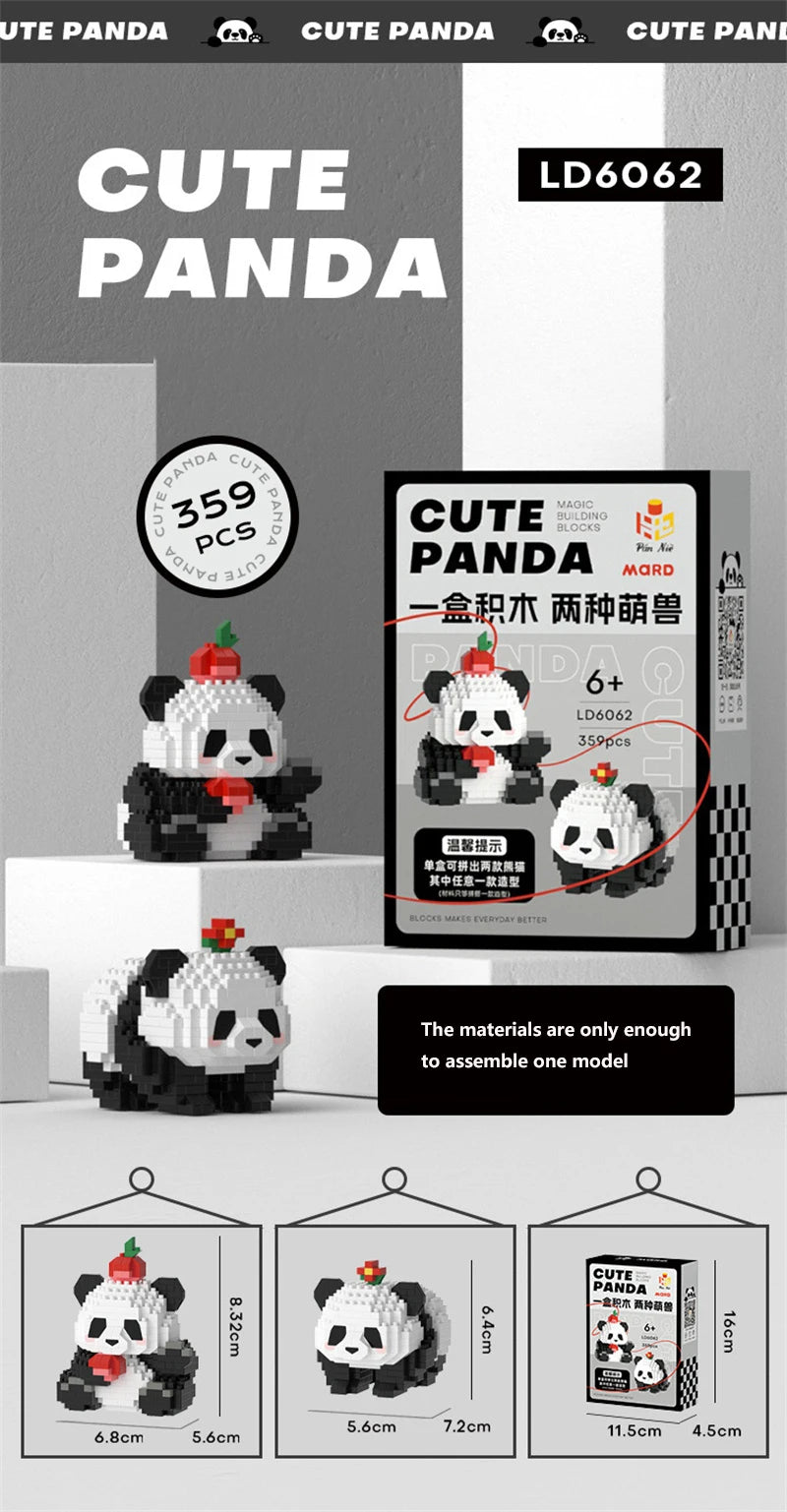 Cute Panda Building Blocks, DIY Educational Toys, Christmas/Halloween/Thanksgiving Day Gift