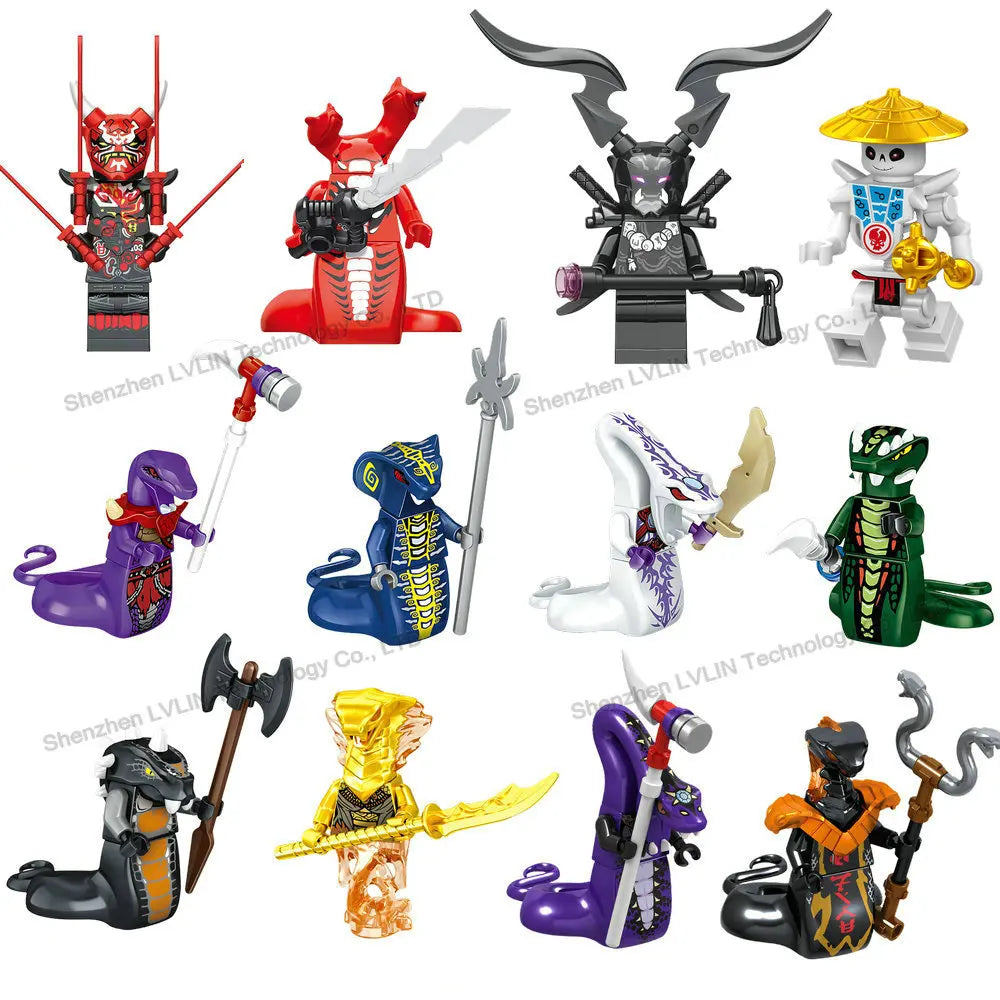 Ninja Anime Characters Mini Figure Building Block Toys Doll Model Figures Kids Boy Birthday Gifts Snake Monster Fighting Model