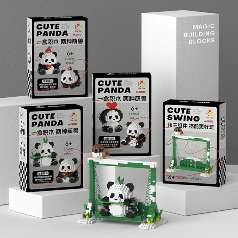 Cute Panda Building Blocks, DIY Educational Toys, Christmas/Halloween/Thanksgiving Day Gift
