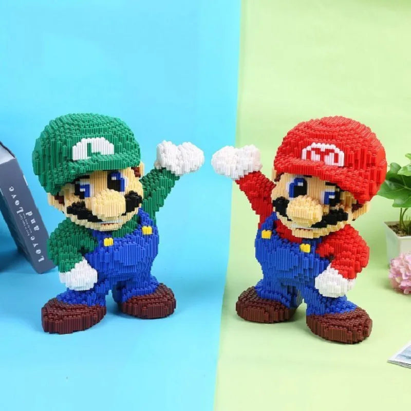 35cm  Super Marios Bros Big Building Blocks Anime Figure Cartoons Model Gient Super Mario Blocks Ornaments Children Gifts