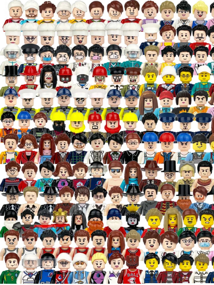 building blocks mini city figures 3D person series movie characters professional doctor police worker fireman robot toys for kid