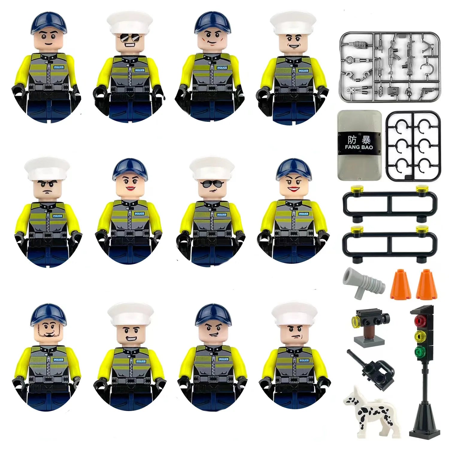 building blocks mini city figures 3D person series movie characters professional doctor police worker fireman robot toys for kid