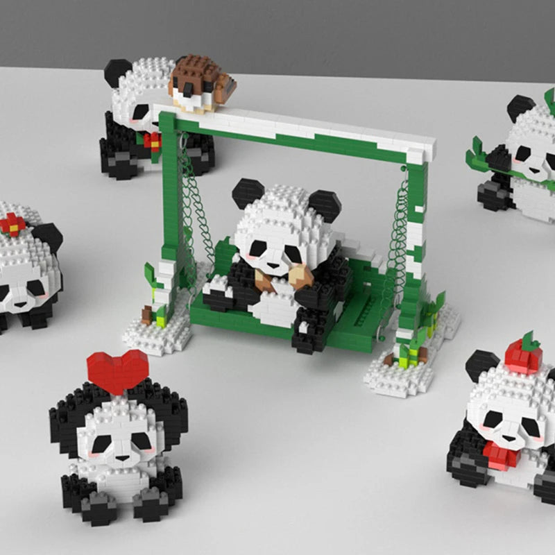 Cute Panda Building Blocks, DIY Educational Toys, Christmas/Halloween/Thanksgiving Day Gift