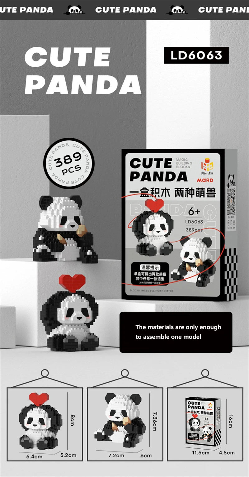 Cute Panda Building Blocks, DIY Educational Toys, Christmas/Halloween/Thanksgiving Day Gift