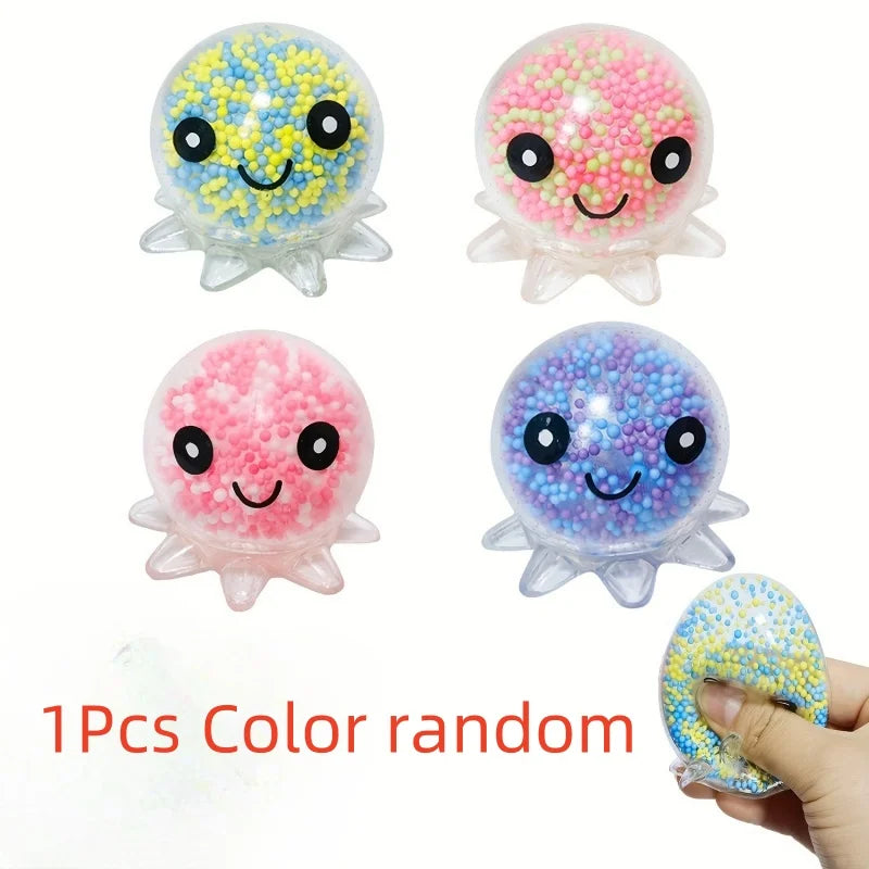 1-6PC Glowing Light Squid Vent Ball Squeeze Decompressions Toy Bubble Octopus Ball Stress Relief Toy Birthday Gift For Kids