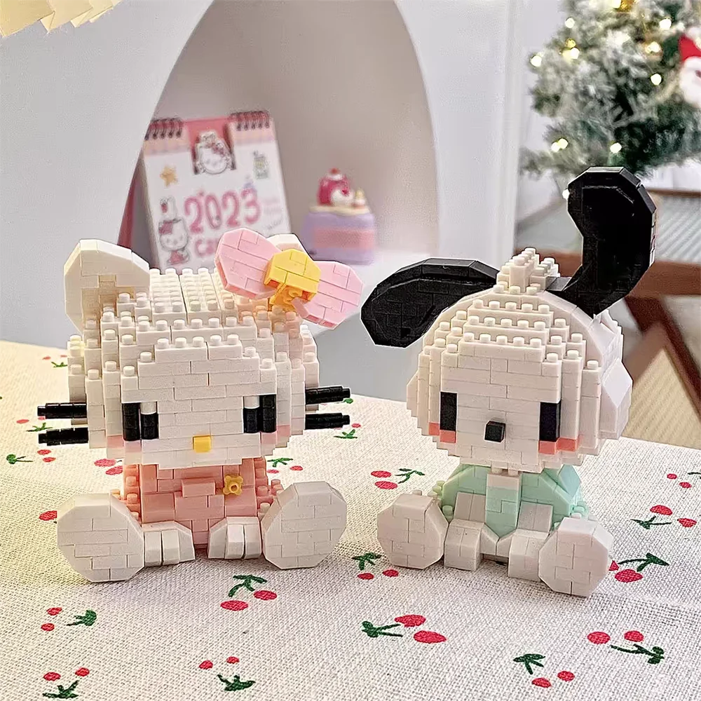 KEEPPLEY Sanrio Anime Hello Kitty My Melody Cinnamoroll Pompompurin Kuromi Building Blocks Girl Kid Holiday Christmas Gift