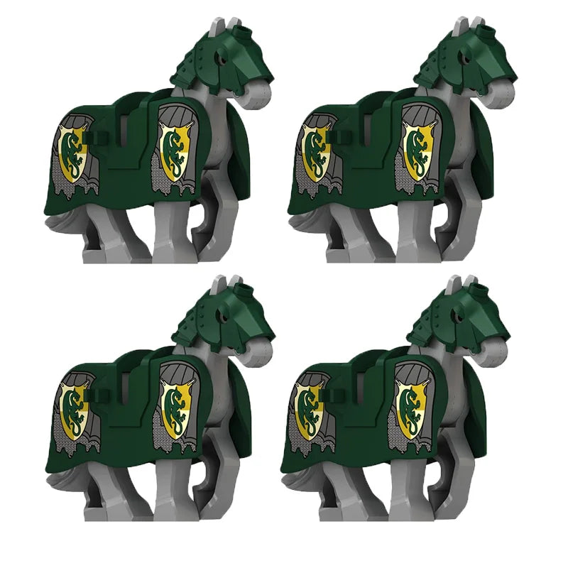 Military Building Blocks Compatible Solider Figures Medieval Knights Weapons Cloak Shoulder Armored War Horse Flags Gifts Toys
