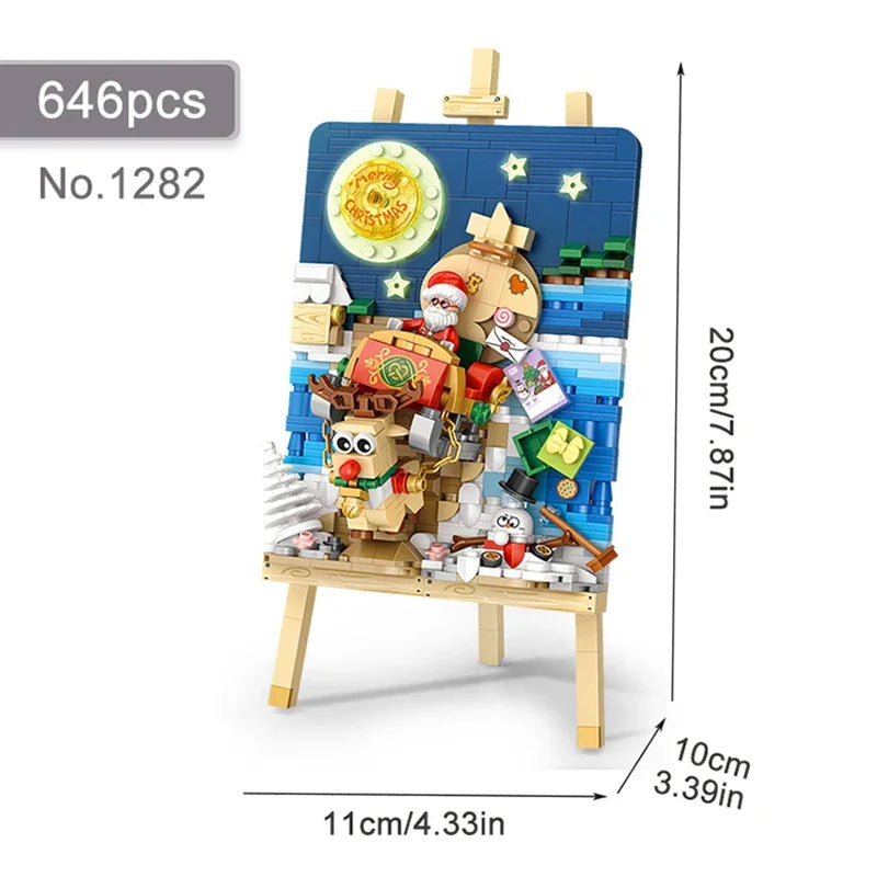 Mini Building Blocks Christmas Painting Ornaments DIY Home Hanging Paintings Assembled Brick Toys Adults and Children Toys Gifts