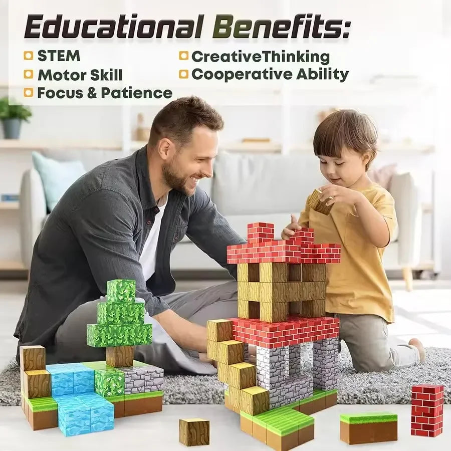 Magnetic Building Blocks Mine Magnet World Set Toys STEM Creative Stacking Cube Construction Set Christmas Gift For Kid