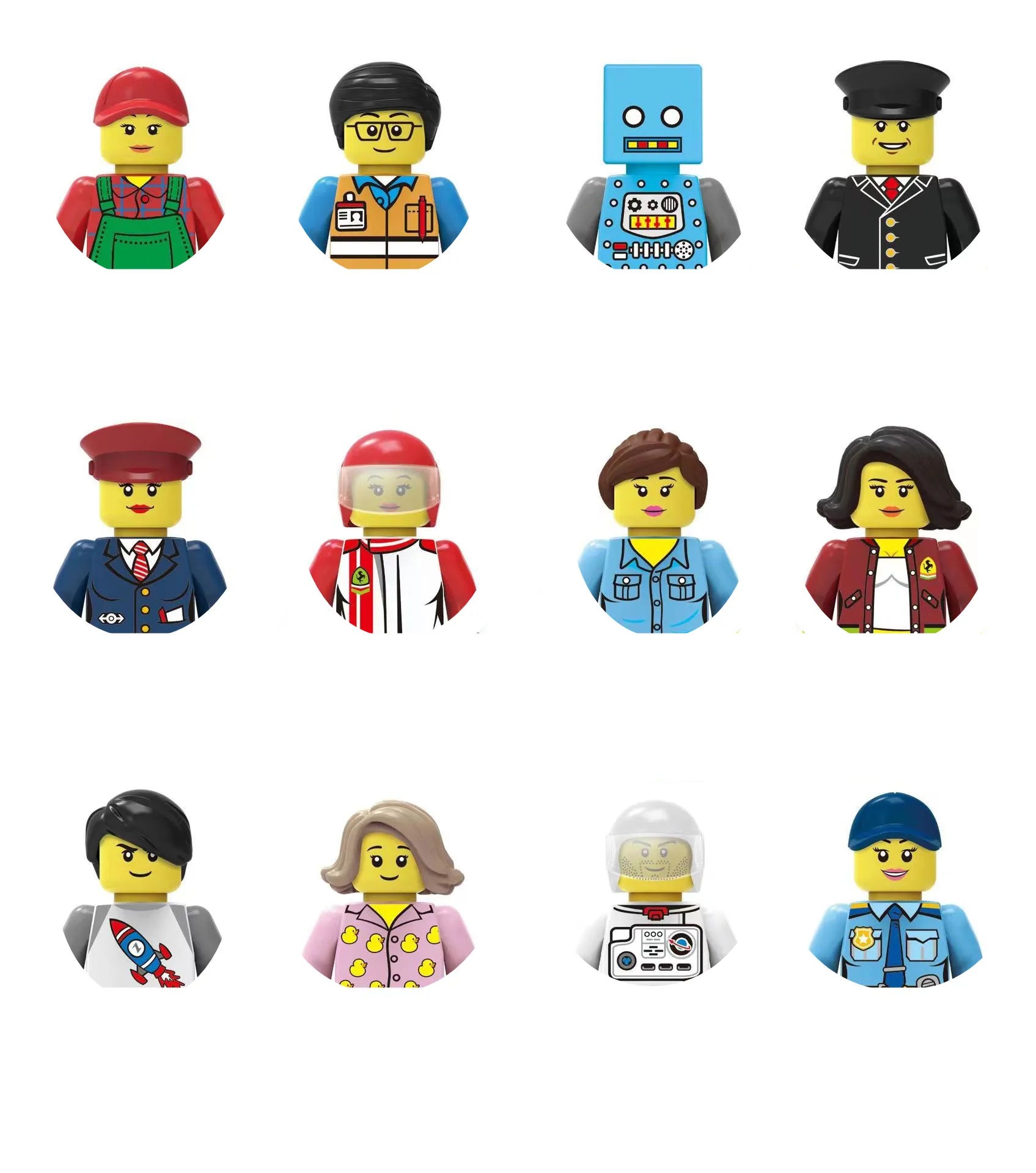building blocks mini city figures 3D person series movie characters professional doctor police worker fireman robot toys for kid