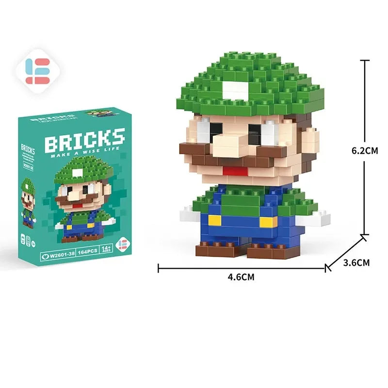 NEW Super Mario Bros Lega Mario Luigi Figure Building Blocks Cartoon Anime Yoshi Assembled Bricks Bowser Toy For Children Gifts