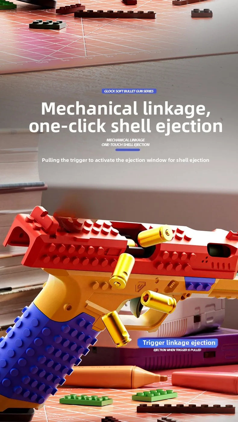 SIG17 Building Blocks Toy Gun Auto Firing Eject Shell Blowback Soft Bullet Pistol Outdoor War Game for Boys Adults Gift