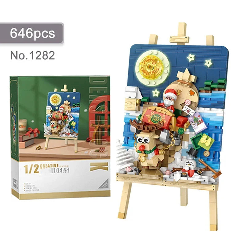 Mini Building Blocks Christmas Painting Ornaments DIY Home Hanging Paintings Assembled Brick Toys Adults and Children Toys Gifts