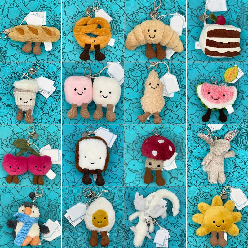 Marshmallow Plush Toy, Small Cherry Charm, Little Turtle Plush Toy, Croissant, Little Penguin JC Bag Charm