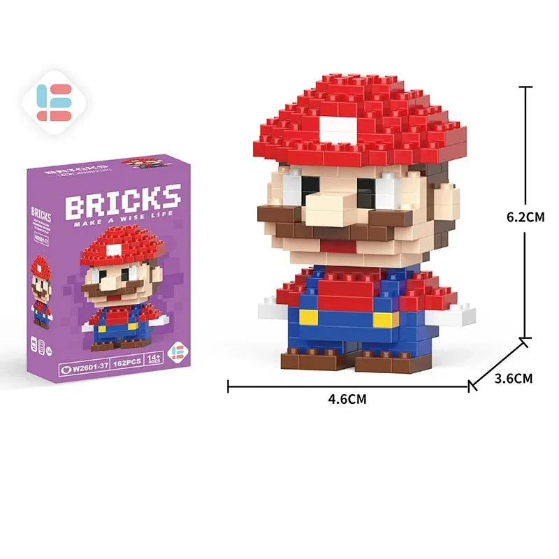 NEW Super Mario Bros Lega Mario Luigi Figure Building Blocks Cartoon Anime Yoshi Assembled Bricks Bowser Toy For Children Gifts