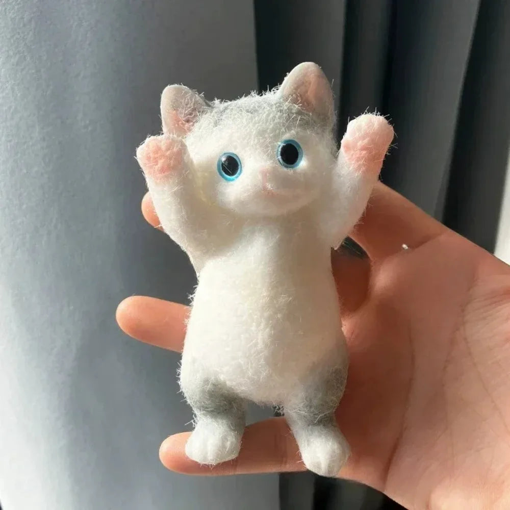 Stress Relief Cat Squeeze Toy Realistic TPR Fidget Toy for Anxiety Soft Sensory Toy for Kids Teens Adults Mochi Squishy