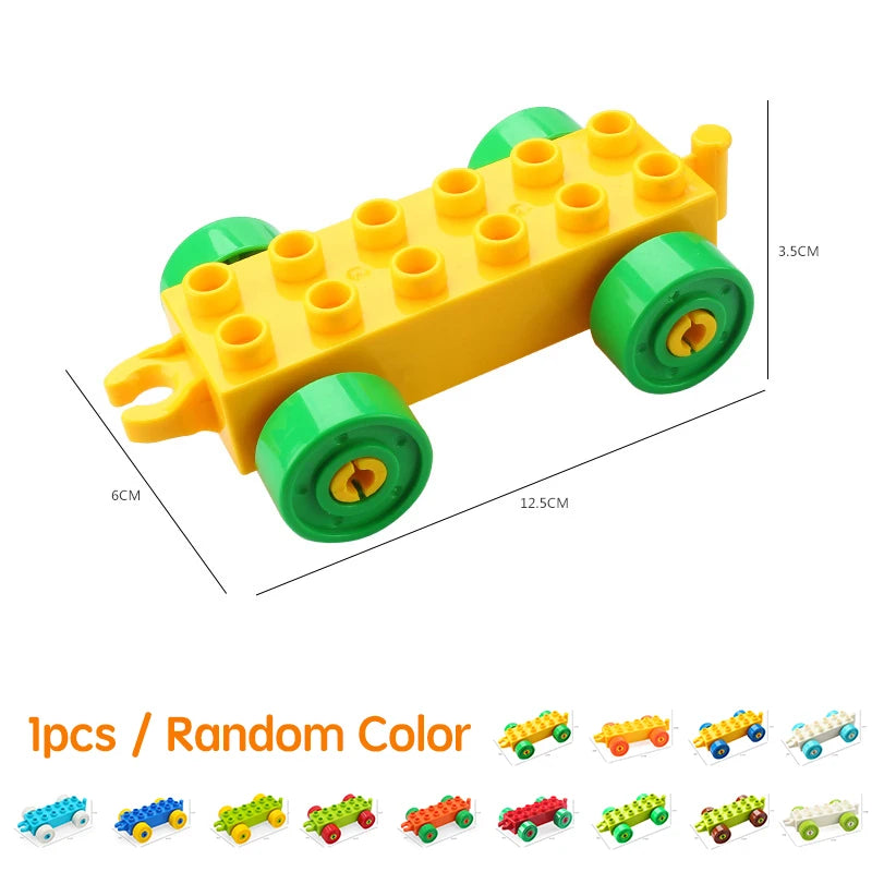 City Car Cartoon Offroad Truck Bread Trailer Bus Big Size Building Blocks Accessories Children Educational DuploLG Bricks Toys